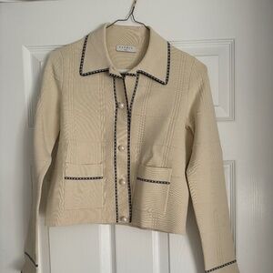 Sandro Knit Top with Pearl Buttons